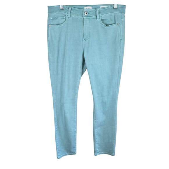 J. Jill Mint Green Cotton Blend Mid Rise Slim Ankle Authentic Fit Jeans Size 4 - Picture 1 of 8